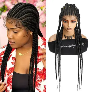 36" Cornrows Box Synthetic Jumbo Braided Wigs Knotless Full Lace Braided Wigs For Black Women Braiding Wigs African