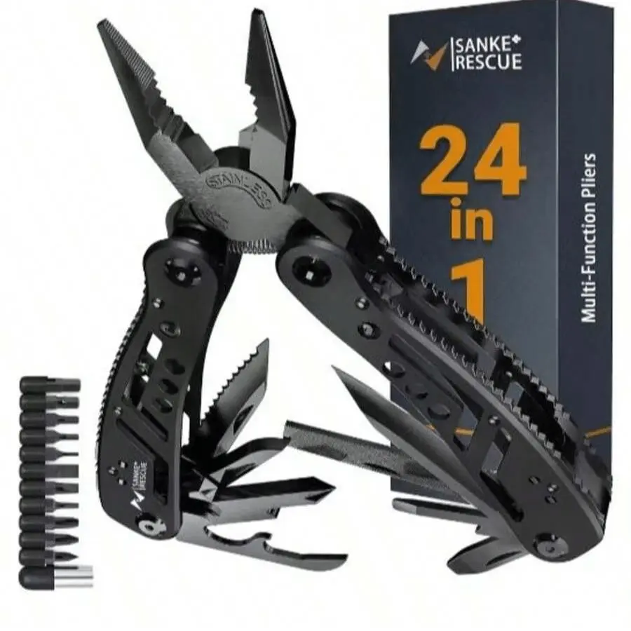 24-In-1 Multi-Functional Portable Stainless Steel Folding Pliers, Outdoor Survival Camping Hunting Hiking Screwdriver, Fashion Multitool Pliers, Multipurpose Tool, Outdoor Multifunctional Tools