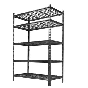 Heavy duty 5-layer adjustable metal shelving unit - Steel shelving - Capacity 2000-2200 pounds - Perfect for garages, warehouses, basements, kitchens, industrial facilities -36-48 inches wide x 16-24 inches deep x 72 inches high