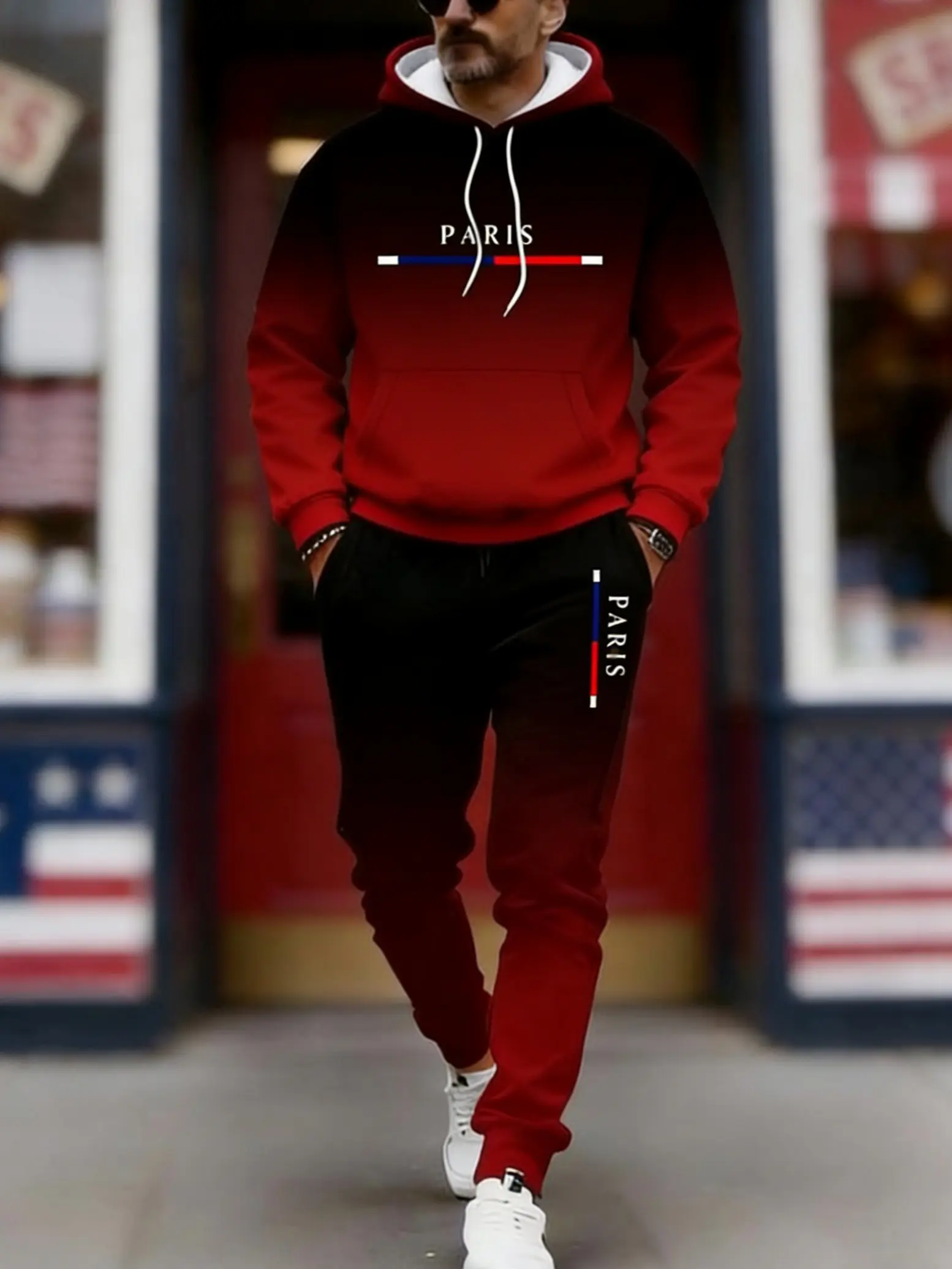 Trendy velvet hoodie set with personalized patterns, simple, versatile, and casual, perfect for everyday wear