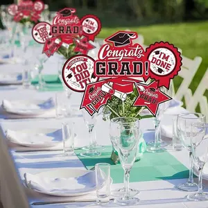 30PCS Graduation Party Decorations Class of 2024 Congrats Grad Table Centerpiece，Graduation Table Decorations，Congratulate Graduation Centerpiece Sticks Table Toppers for Graduation Party