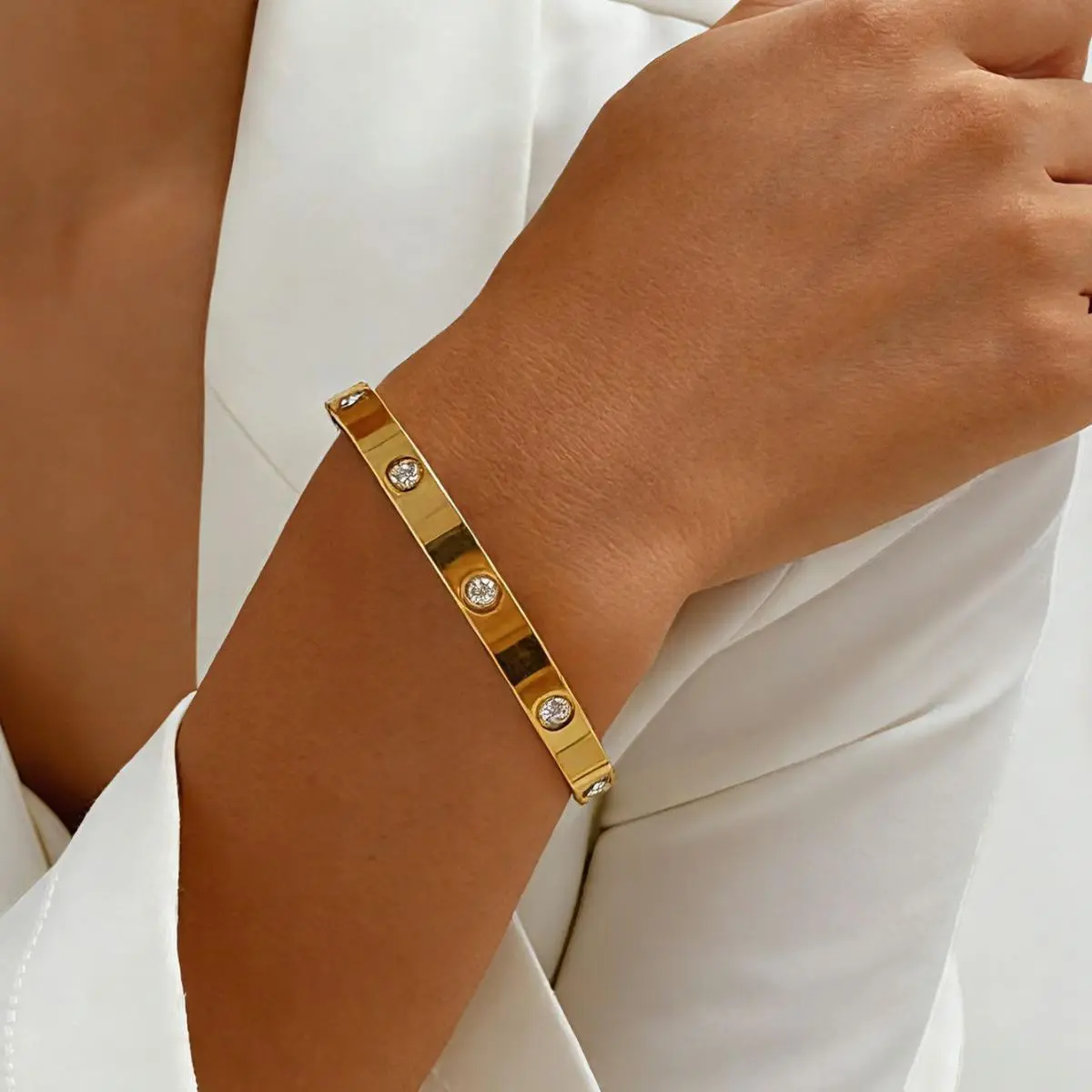 Luxury Zircon Bracelet, Vintage Elegant Stainless Steel Women's Bracelet, Gift, Girlfriend Gift, Anniversary