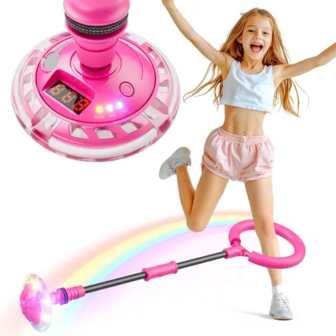 Flooyes Skip Ball for Kids, Ankle Skip Ball Toy with Counter, Rechargeable Colorful Flash Wheel Swing Ball, Sports Fitness Toys for Age 6 7 8 9 10+ Kids