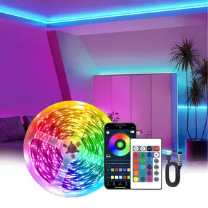 5v RGB LED Strip Light, Dimmable Led Lights, Smart APP & 24 key IR Remote Control, Multiple Sizes Available, Easy Installation, Ideal for Living Room, Bedroom, Christmas Decor