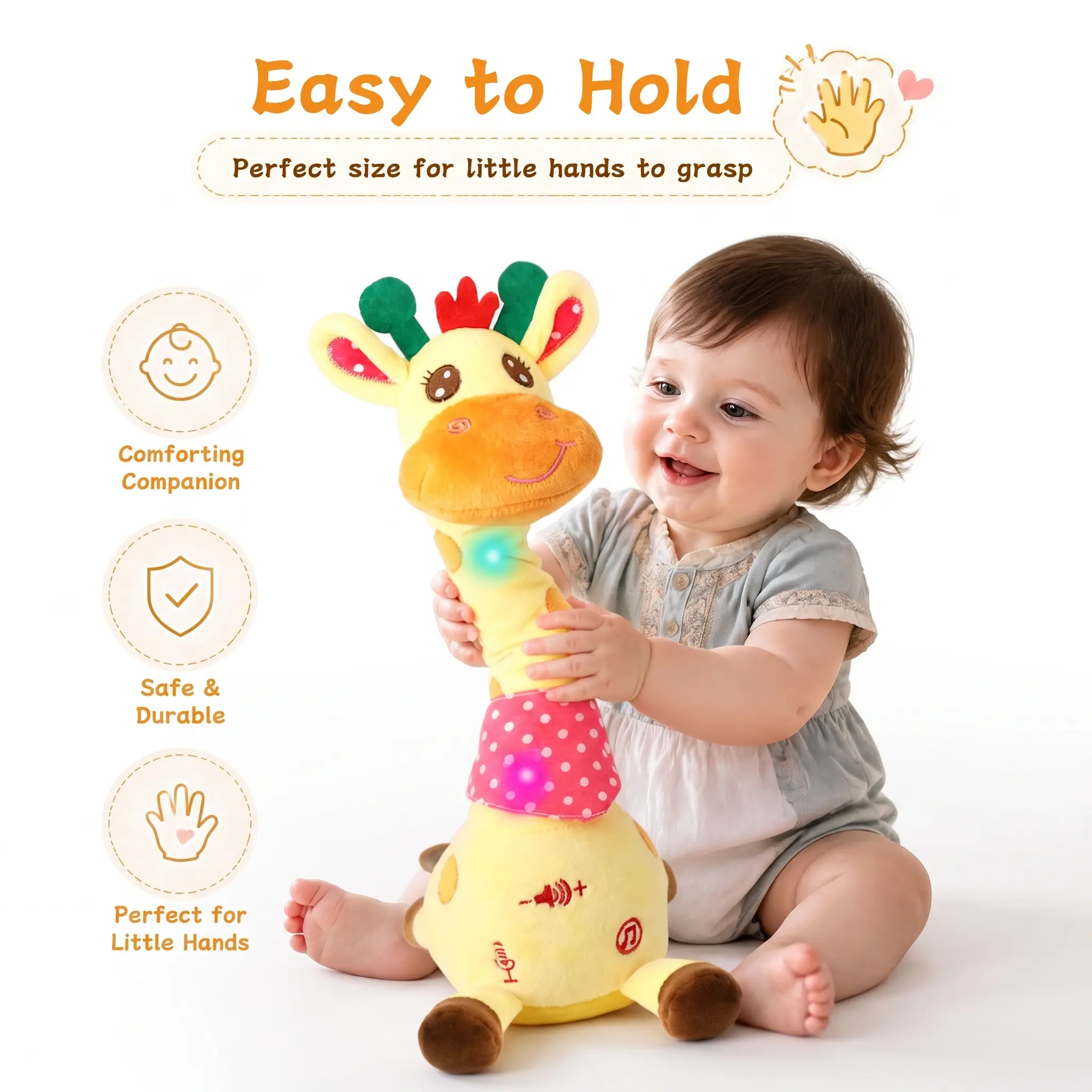 BETTY21 Dancing Talking Giraffe Toys - Electronic Musical Plush Rattle for Kids - Repeat What You say -  Parent Time-saving Toys -  Children's Day & Birthday  Gift With DealsForYouDays