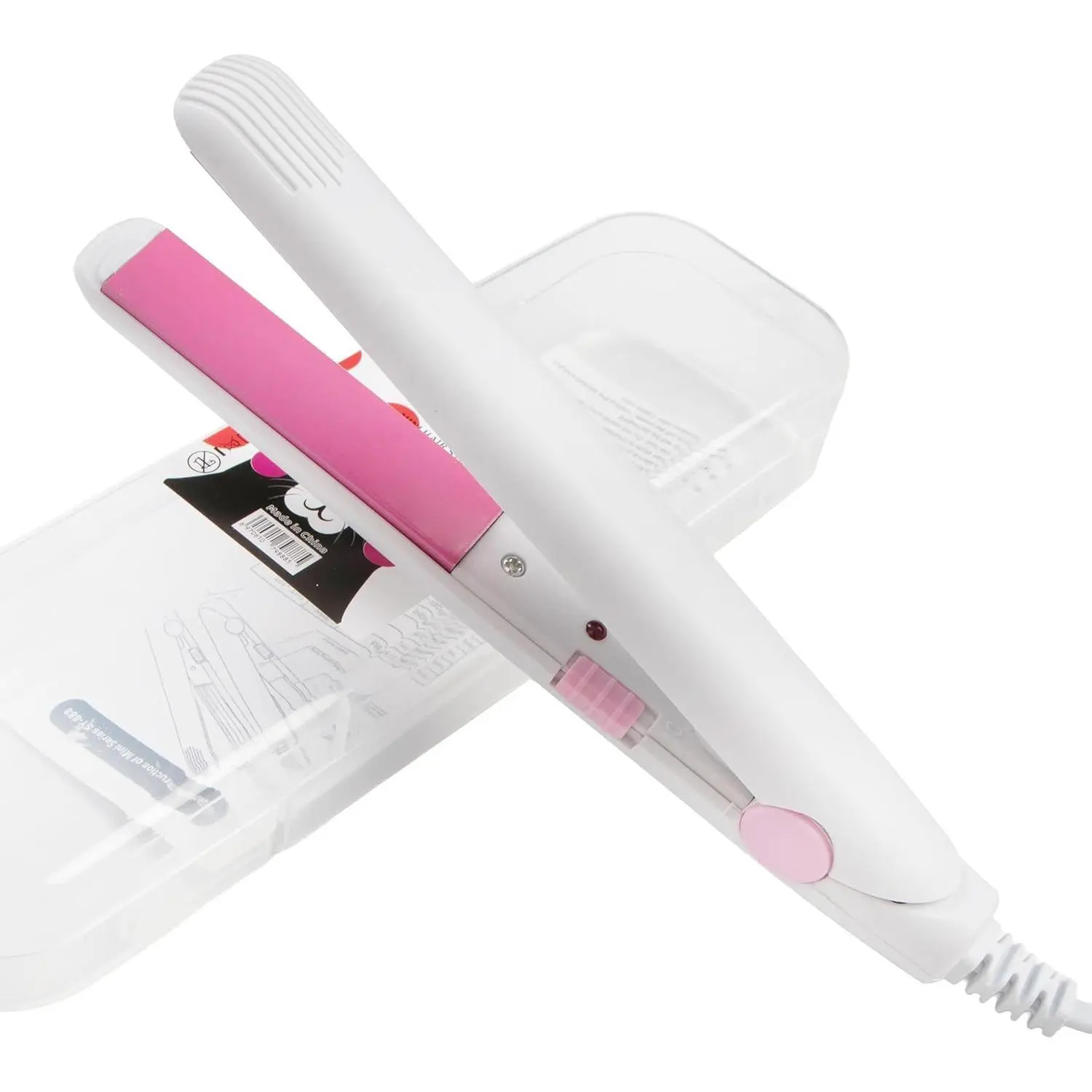Mini Hair Straightener, 2 in 1 Mini Curling Iron Portable Travel Hair Straightener Heating Curler Hair Styling Tool for Short Hair，Home or Salon (White)