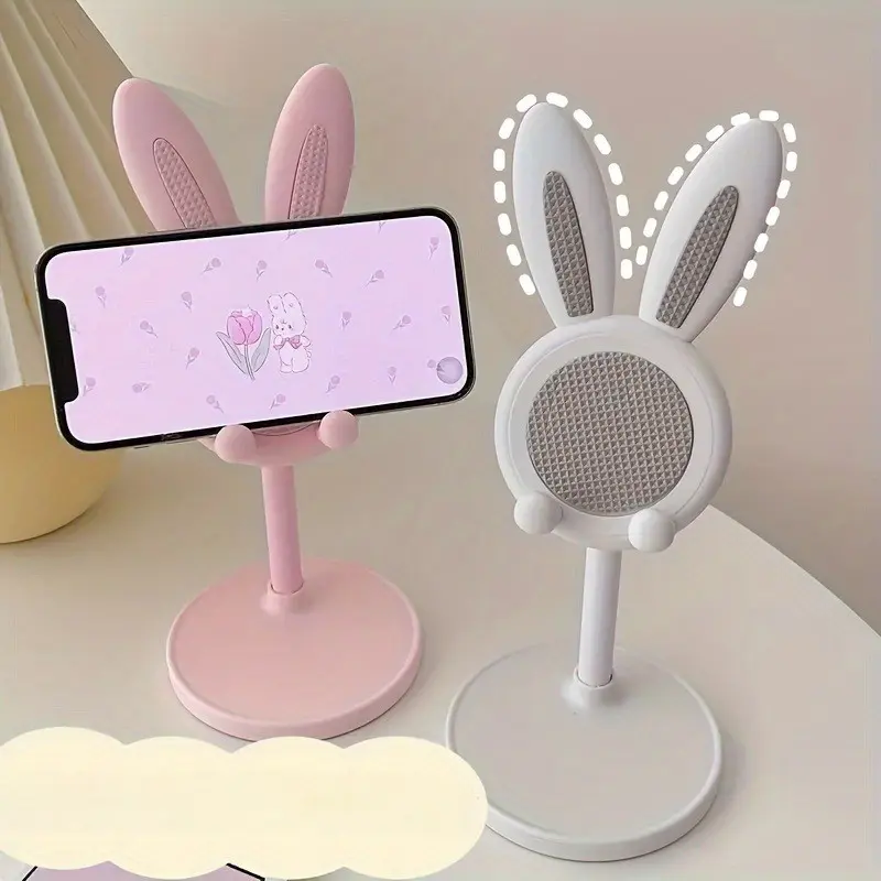 Cute Rabbit Design Phone Holder, Universal Smartphone Holder, Adjustable-Height Phone Stand, Desktop Cellphone Holder Stand for Home Office, Phone Accessories, Cell Phone Mounts, Mobile Mount