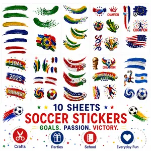 GLAD & HANDY  Soccer Party Favors Face Stickers, Temporary Tattoos for Adults, Game Day Cheek Decals for Sports Fans Team Celebration