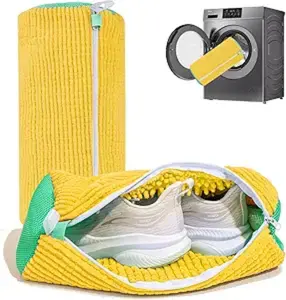Shoe Washing Machine Bag, Laundry Bag, Washer and Dryer Shoe Washing Bag, Yellow 2 Pcs/ 1 Pcs Mesh