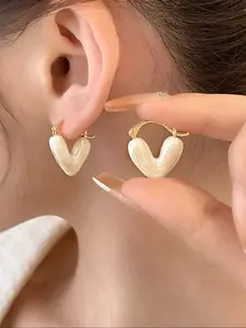 Heart Shaped Hoop Earrings, Fashionable Temperament Earrings for Women, Girls, Teens, Matching Jewelry Gift, Casual Jewelry for Women, Valentine's Day, Gift