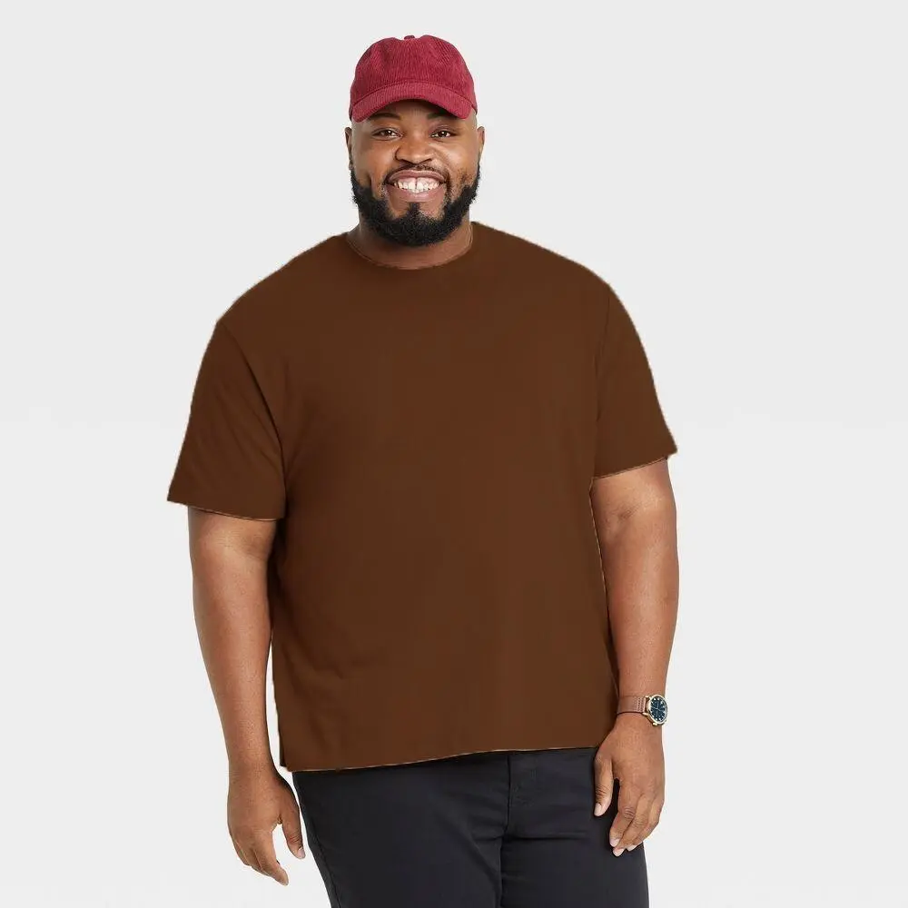 Goodfellow 5XLT Mens Big and Tall T-Shirt DARK BROWN Crew Neck Short Sleeve Comfortable Fit
