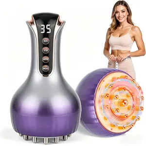 3-in-1 Body Sculpting Machine , Cellulite Massage Tool with vibration and heating modes, Electric Meridian Brush Gua Sha Instrument，Portable Handheld Massager Meridian Walking jar for Legs, Arms & Belly, Combined Massagers