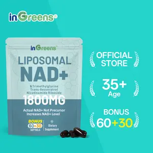 INGREENS Edible NAD+ Dietary Supplement, 1800mg Gluten-Free Pure Formula - Energy Support, DNA Repair - 90 Counts (45 Days Supply)