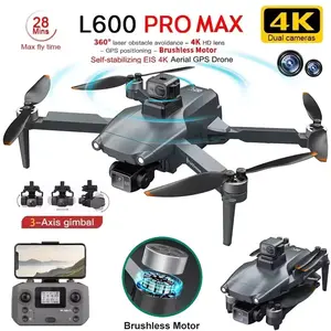 L600 PRO MAX GPS Drone with 4K HD Dual Camera 3-Axis Gimbal 5KM Range 360° Obstacle Avoidance Brushless Motor Professional Quadcopter for Aerial Photography