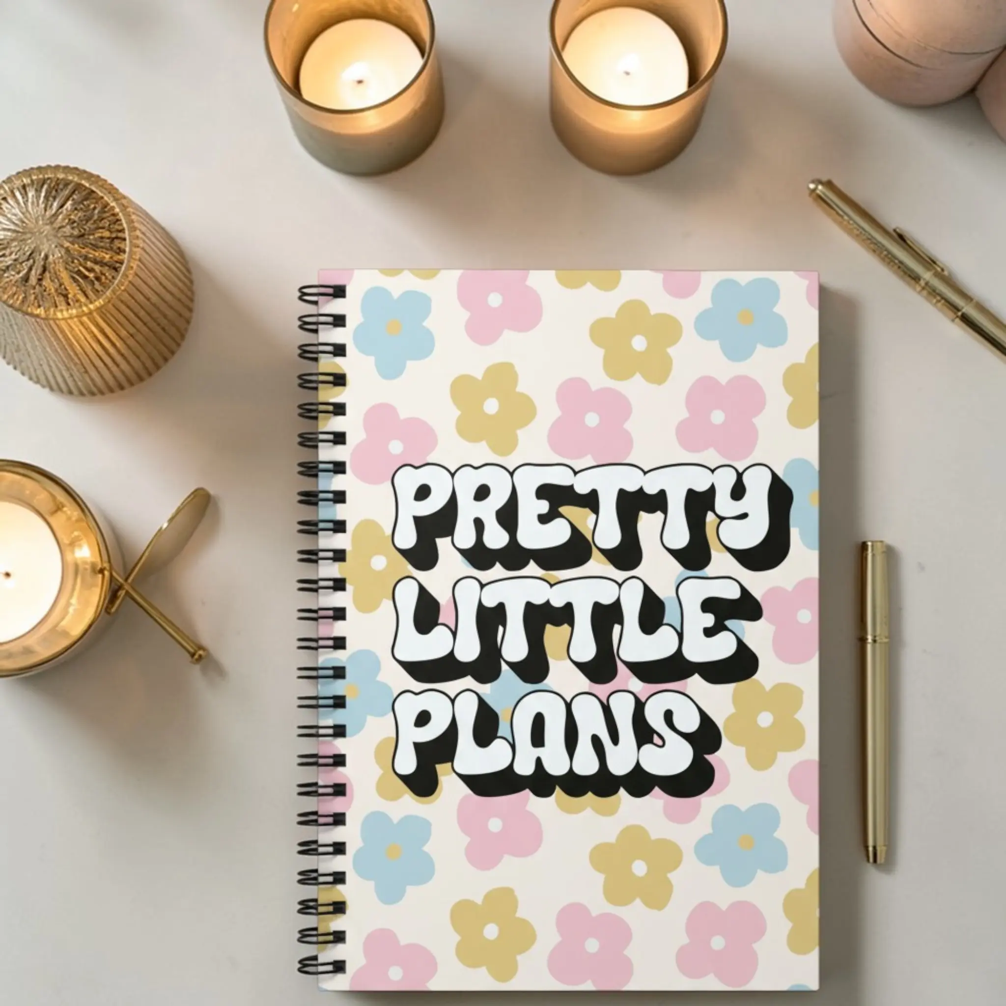 Pretty Little Plans Planner Notebook | Cute Aesthetic Spiral Planner | Productivity & Organization Journal | Floral Girly Notebook | Perfect Gift for Her