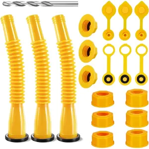 Gas Can Spout Replacement, Anti-Spill Gas Can Nozzle Replacment, 3-Kit No Leaky Spouts Upgraded with Flexible Nozzle,   Vent Cap, Fit for  1/2/5/10 Gal Can