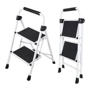 Step Ladder Iron Step Stool with Non-Slip Pedals and Handrails Portable Heavy Duty Steel Ladder for Kitchen Garage and Outdoor Use