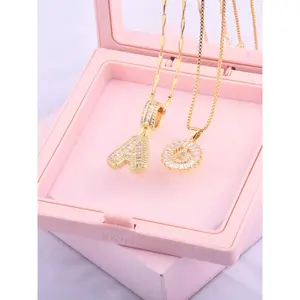 Initials Necklace with Box, 26 Letters Pendant Necklace for Women & Girls, Fashion Jewelry for Party, Daily Decor, Trendy All-match & Exquisite Jewelry for Birthday Gift, Initial Necklace Set
