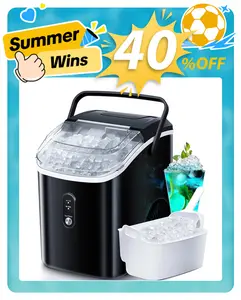Nugget Ice Makers Countertop,35Lbs/24H,Portable Ice Machine with Crushed Ice,Self-Cleaning Function,One-Click Operation for Home/Office(Black) summerwins