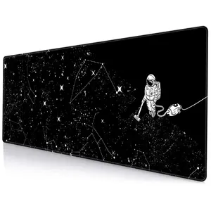 Astronaut Pattern Mouse Pad, Starry Sky Pattern Rectangle Gaming Mouse Pad, Office Desk Keyboard Mat for Home Office Desk, Halloween, Desk Accessories