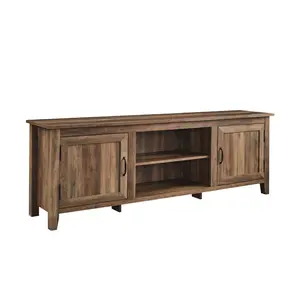 Walker Edison W70CS2DRO 24 x 16 x 70 in. Simple Console with Grooved Door, Rustic Oak