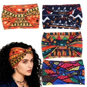 4pcs Fashion Headbands | Bohemian Style Women'S Tie-Knot Wide Headbands, hair soft women nurse scarf wrap head band