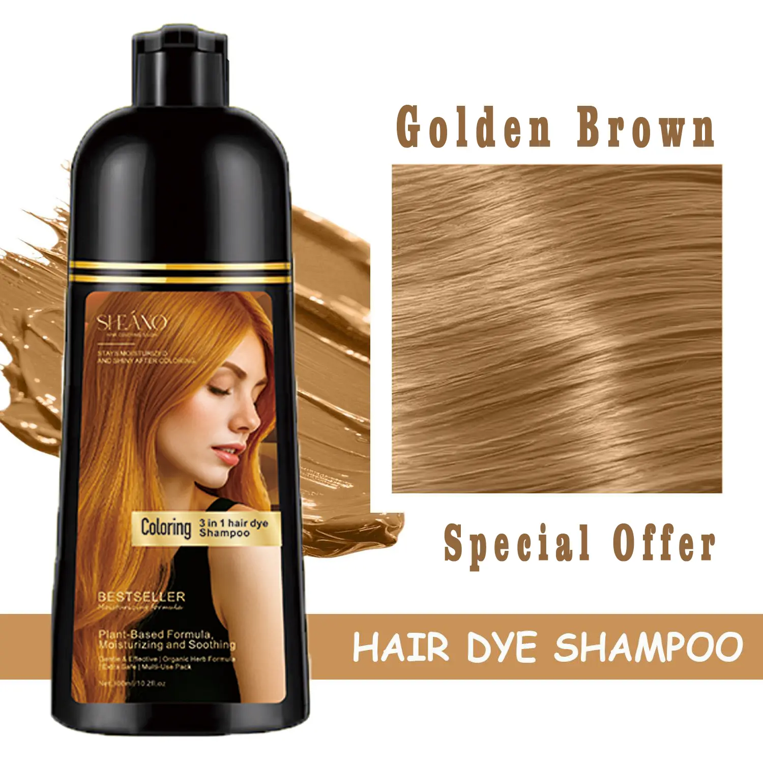 3-in-1 Hair Dye Shampoo, for At-Home Hair Coloring (Beauty & Personal Care Haircare Product)