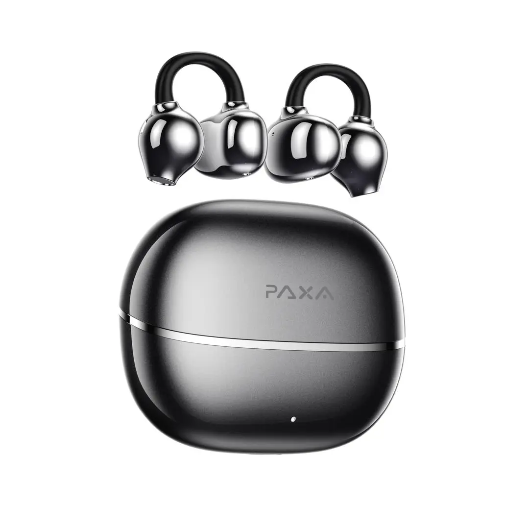 PAXA Earclip C7 Clip-on Design Wireless Earphones, Upgraded Panoramic Sound Headset, Comfortable Wearing & IPX5 Waterproof Sports Earbuds for Work, Fitness Audio Black