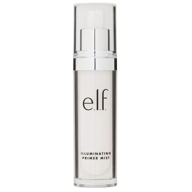 e.l.f. Illuminating Primer Mist Refreshing Multiuse Formula Clear 101 FL Oz Water-Based Preps Skin for Smooth Makeup Application with Cucumber & Vitamins B E Dewy Radiant Look Cosmetic