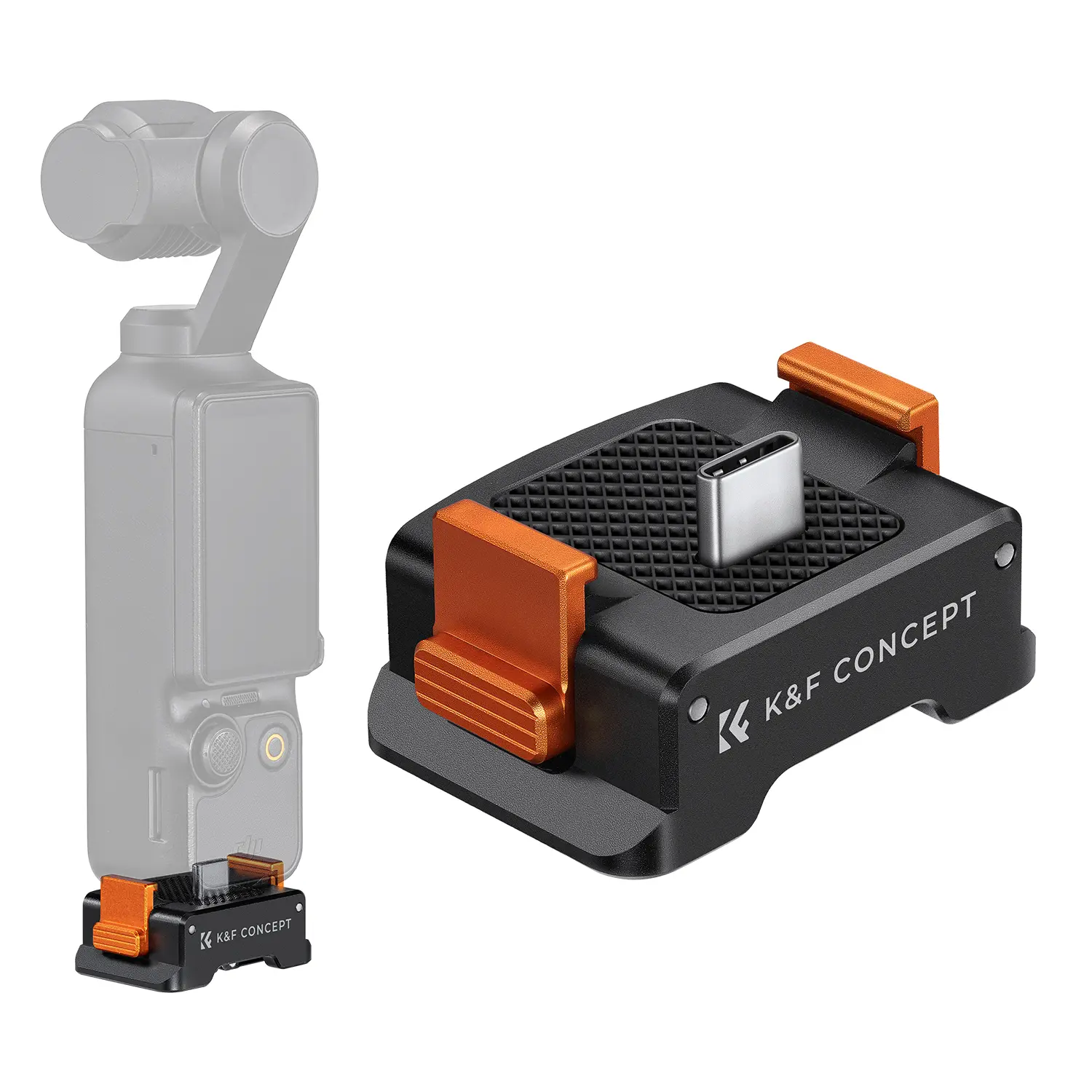 K&F CONCEPT Camera Mount Docking Base for DJI Osmo Pocket 3/XTRA - Fastcharge Type-C Desktop Charging Adapter, Aluminum Alloy Bracket with Arca-Swiss Compatibility, 1/4 Screw Hole, Folding Finger Camera Accessory