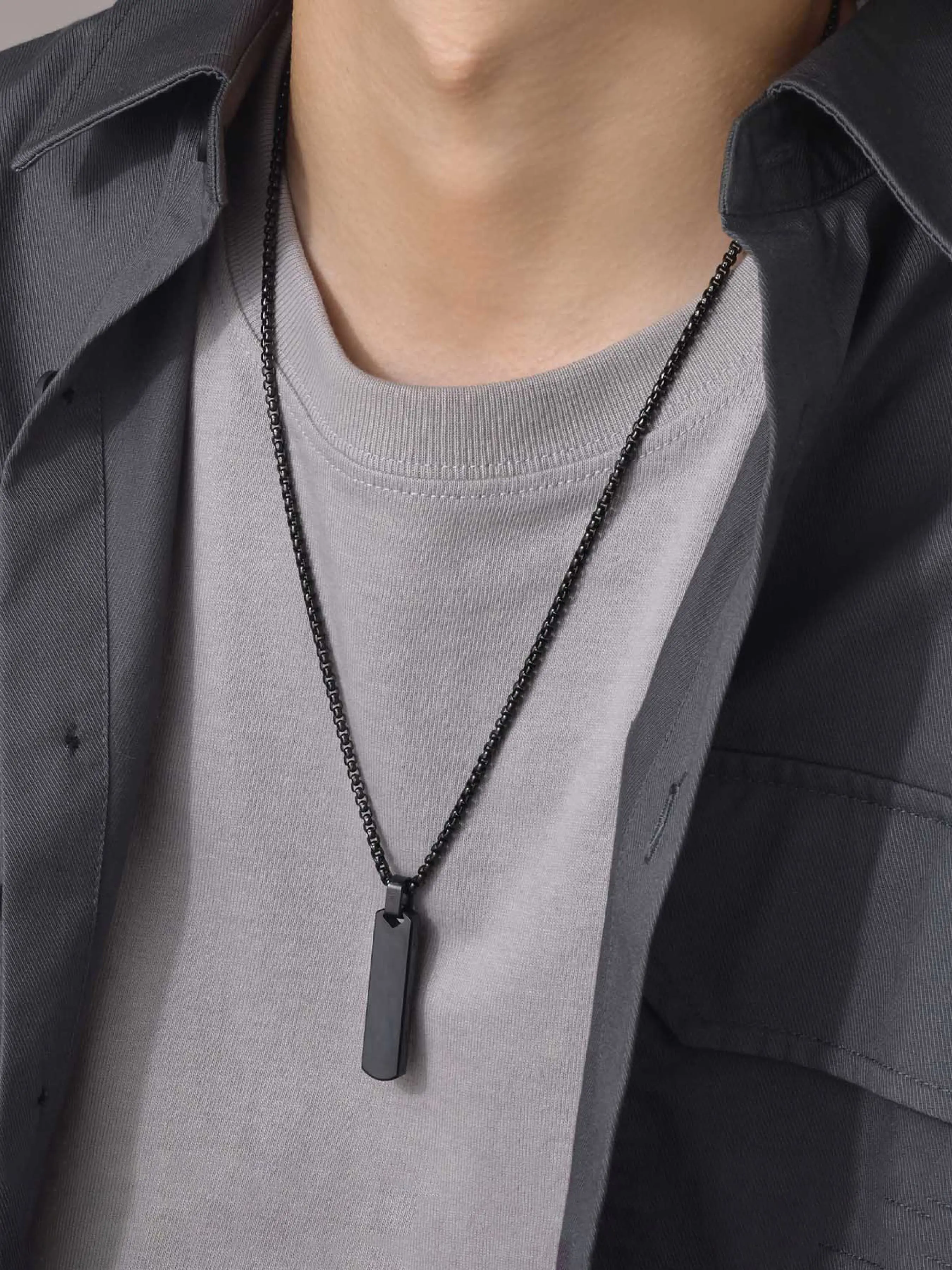 Stainless Steel Geometric Pendant Necklace, Exquisite Chain Jewelry, Unisex Long Rectangle Design, Perfect Gift, Available in Multiple Colors, Stainless Steel Necklaces