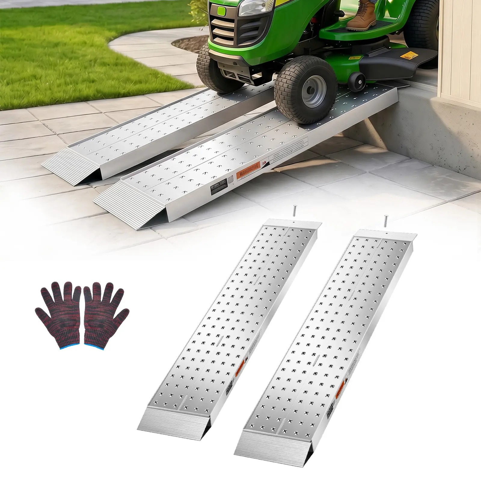 【summerfinds】VEVOR Aluminum Trailer Ramps, 2PCS 55 x 12 in, Heavy-Duty ATV Ramp Set with Anti-Slip Plates, 3000LBS Combined Capacity Loading Ramps for Motorcycles, Lawn Mowers, Farm Tractors, Carts