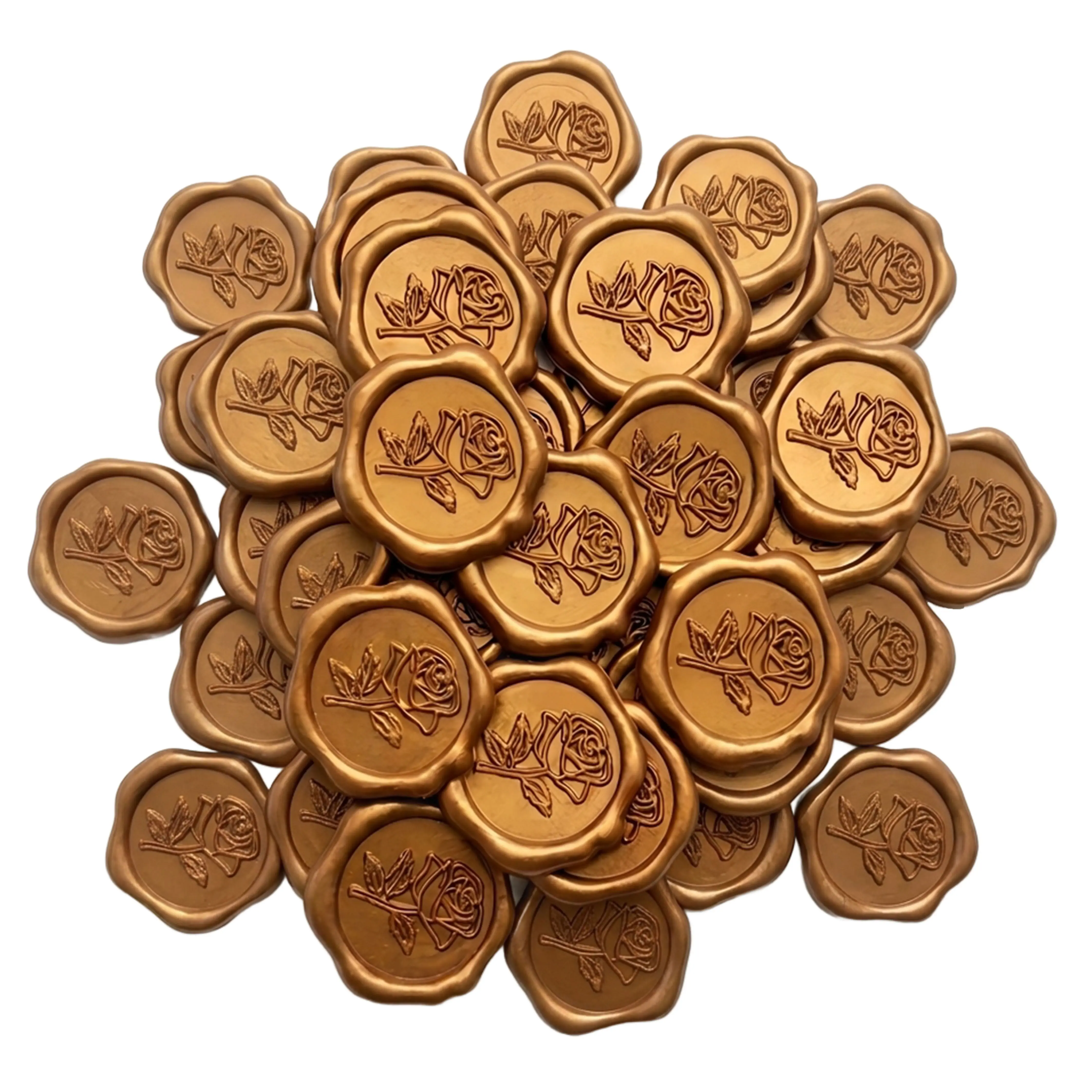 50 Pcs Gold Rose Wax Seal Stickers, Rose Envelope Wax Seal, Wedding Invitation Accessories, Easy to Use Gold Envelope Stickers with Good Adhesion