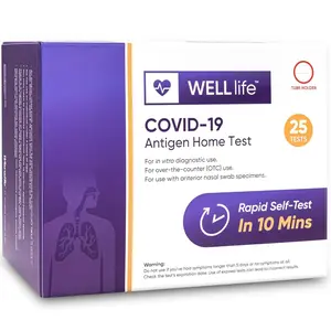 WELL Life Covid-19 Antigen Home Test, 25 Tests, Covid Home Test FDA Authorised OTC at-Home Test Kit Result in 13 Minutes Non Invasive