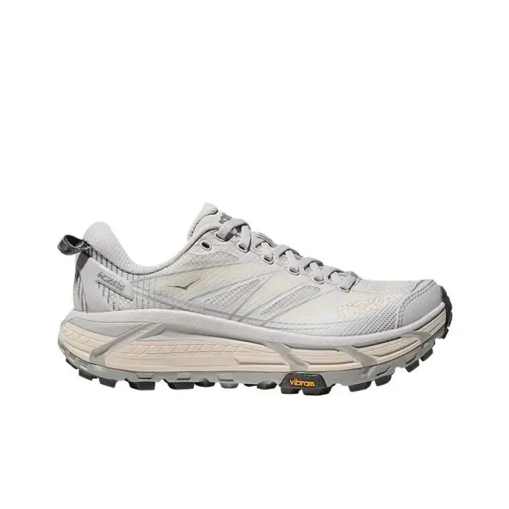 Light Grey Wear-resistant Textured Mesh Thick-soled Trail Running Shoes, Sturdy Slip-resistant Cushioned Sneakers With Muted Relaxed Vibe for Mountain Trips & Hiking
