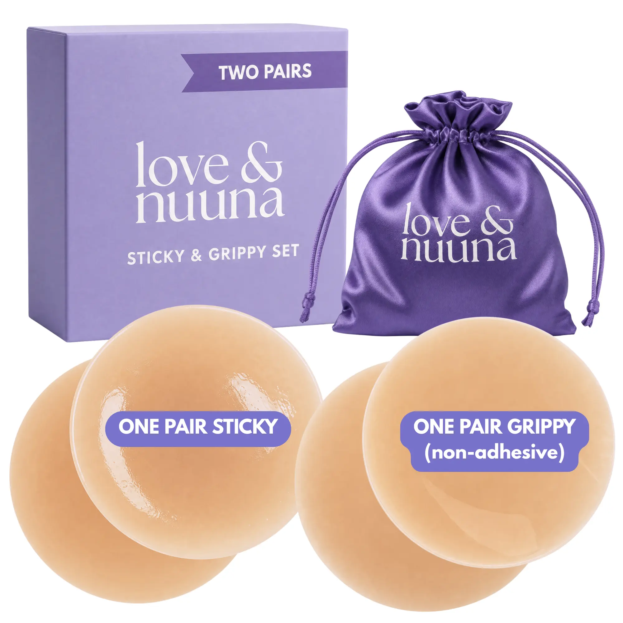 Love & Nuuna Women's Satin Sheer Cute Comfortable Nipple Covers - 2 Pairs, Adhesive-Non-Adhesive Options, Reusable Waterproof Tops, Sticky Grippy Pasties