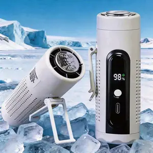 Portable Handheld turbo Fan with Metal Cooling Plate 5-Speed Adjustable Portable Mini Fan LED Battery Level Display Includes Waist Clip And Flashlight Function Type-C Rechargeable Personal Fan Ideal for Travel/Outdoor Use/Holiday Gifts