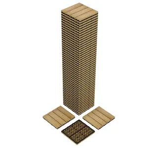 48-Pack 12"X12" Composite Deck Tiles – Waterproof Interlocking Patio Flooring for Indoor & Outdoor Use, All-Weather Plastic Wood-Grain Tiles,Teak