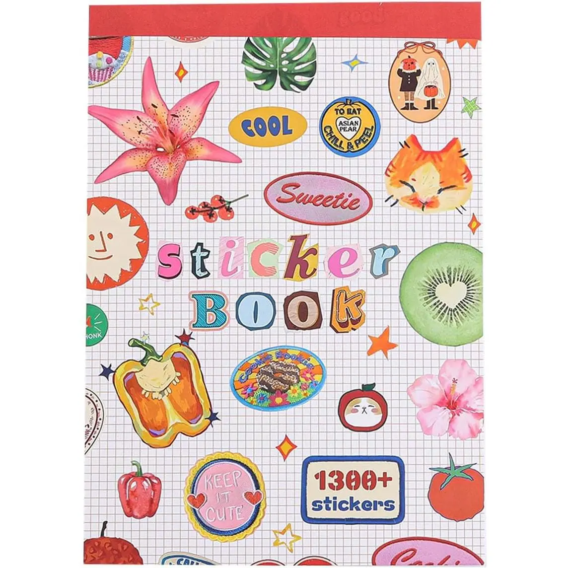 Girl's Korean Sticker Book, Food and Daily Life Theme - 1300+ Cute Dream Style Foodie Stickers, for DIY Scrapbooking Journaling Handbook Decoration Pink