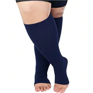 4 Pairs Toeless Plus Size Compression Socks for Women & Men Open Toe Wide Calf Compression Socks Support Socks(15-20mmhg)