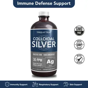 Colloidal Silver Liquid Supplement - 99.99% Pure, 30 PPM Concentration, Immune Support - Vegan, GMO-Free, Allergen-Free - Glass Bottle