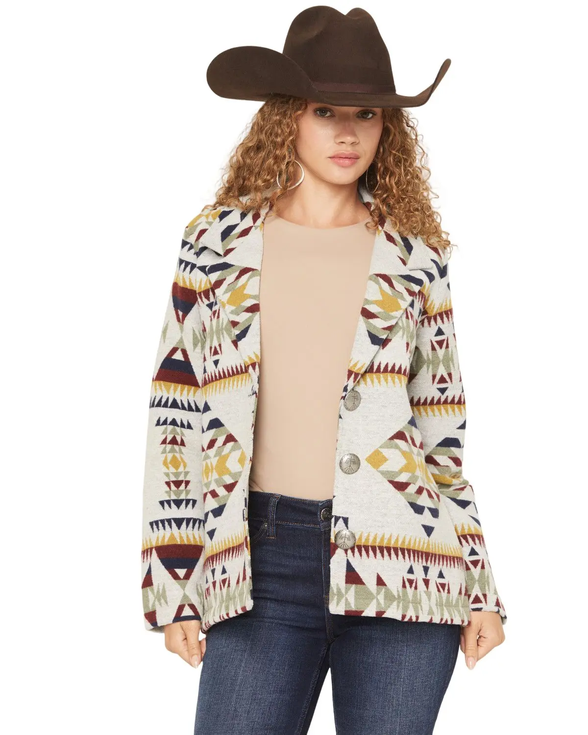 Cotton Women's And Rye Women'S Boot Barn Southwestern Print Blazer - Crj2010n