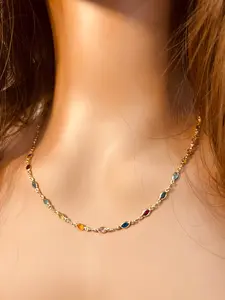 Gold Filled Oval Gemstone Necklace | Dainty Necklace