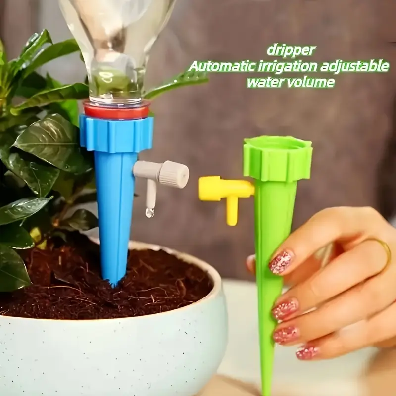 10pcs Self-Watering Spikes for Plants, Garden Watering Stakes, Slow-Release Control Valve, Adjustable Water Flow, Indoor & Outdoor, Perfect for Vacations