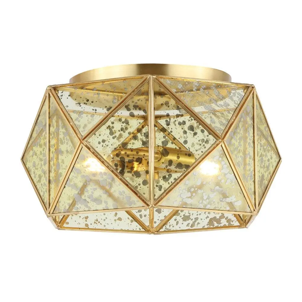 JONATHAN Y Violet Industrial Vintage Iron-Glass LED Flush Mount Ceiling Light, Home Decor Lighting for Bedroom & Living Room, Ceiling Led Light