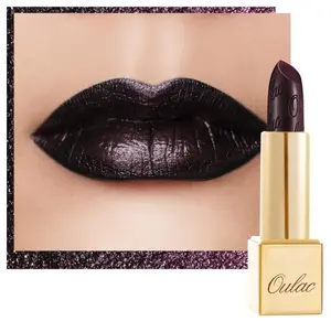 Oulac Halloween Lipstick for Women Black with Raspberry Shimmer, High-Impact Lipcolor with Moisturizing Creamy Formula, Vegan & Cruelty-Free, Midnight Mirage (21)
