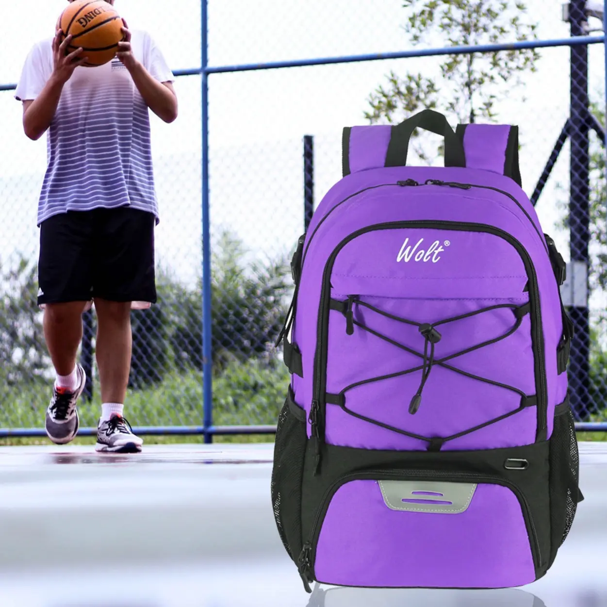 Wolt Sports Backpack with Ball and Shoe Compartment - Durable Fabric, Practical & Versatile Large Capacity Bag for Volleyball, Gym, and Travel, Athletes, Ball And Shoes Compartment