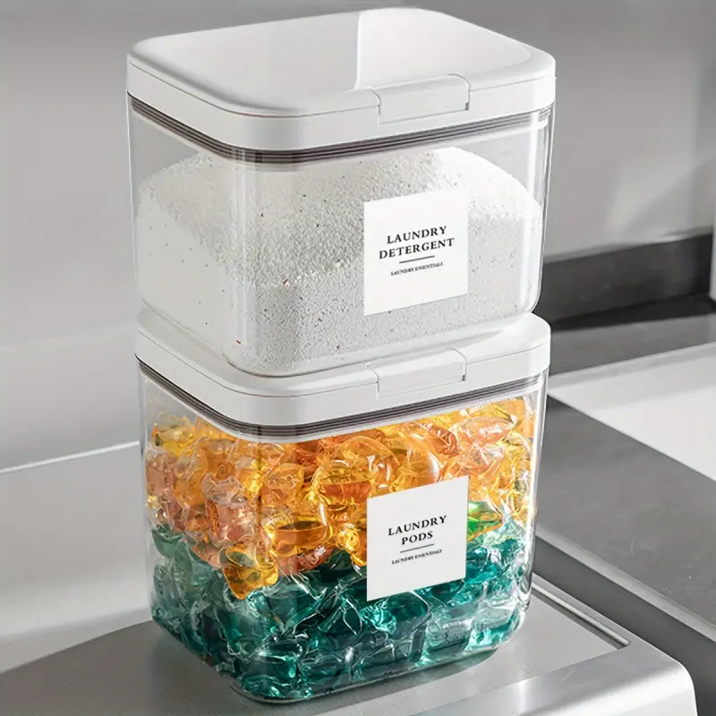 Laundry Hamper with Lid 1 Pack Collapsible Storage Basket for Detergent Pods Dryer Balls Fabric Softener Home Organization Clear Storage