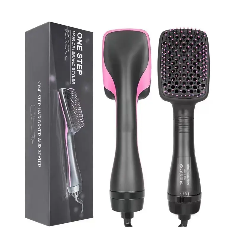 Multifunctional negative ion hot air brush with auto hair straightener. 3 heat settings for constant temperature hair care. Cool for styling, medium for drying, high for fast drying. One-key switch, ideal for home and salon hairstyling.