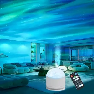 7 Color change along with the rhythm of the music,2 Scene - Ocean Wave & 3D Water Ripple Projector Light,Star Projector Night Light for Bedroom, Party, Home Décor